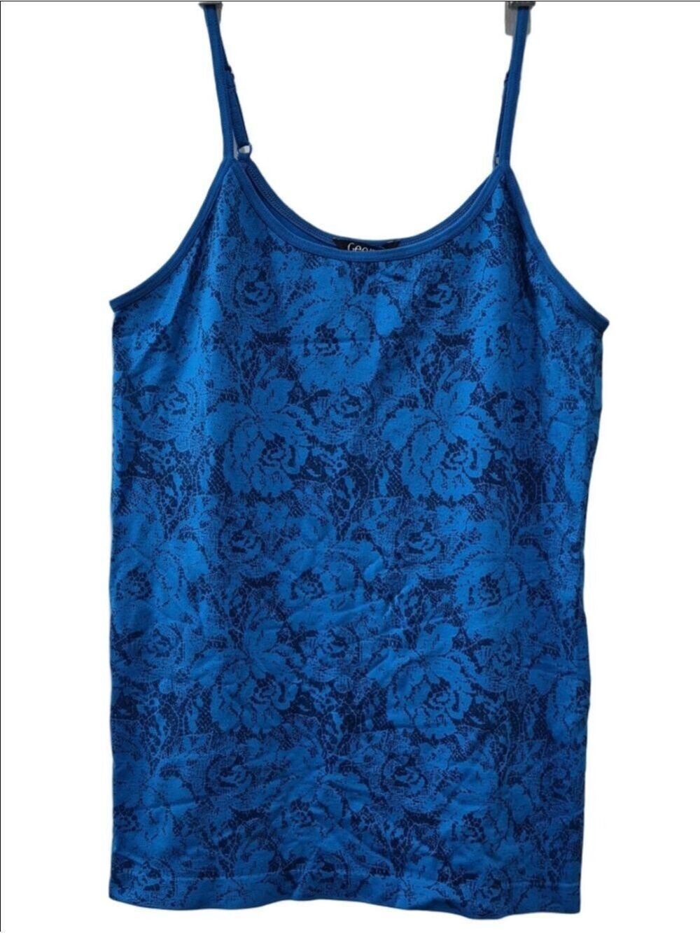 George Women’s Floral Lace Pattern Camisole Tank Top – Vibrant Blue, Size M